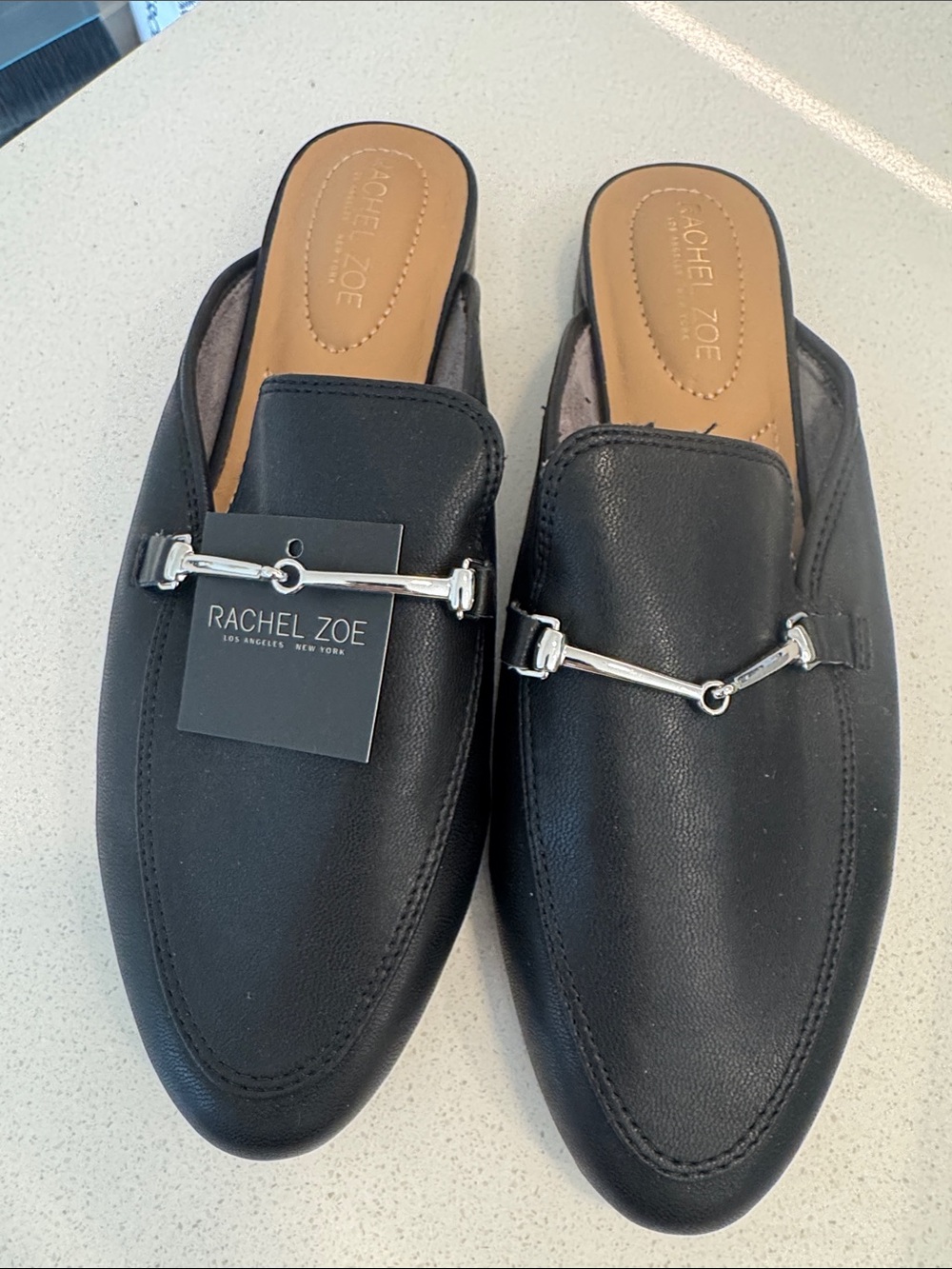 Brand new: Rachel Zoe Black Leather Backless Bit Loafers b
